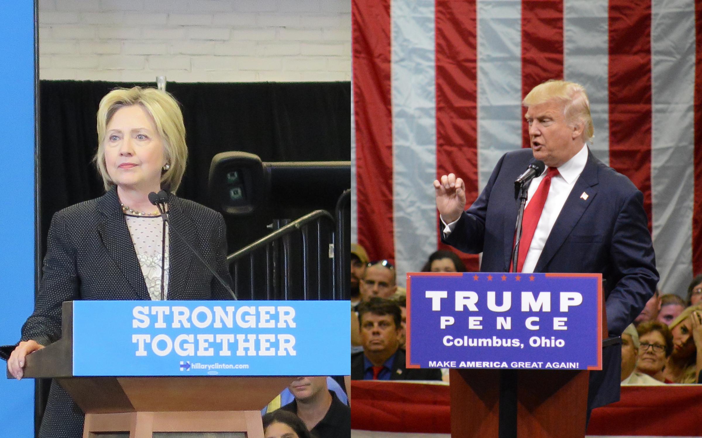Hillary Clinton and Donald Trump pictured during campaign events in Ohio. 