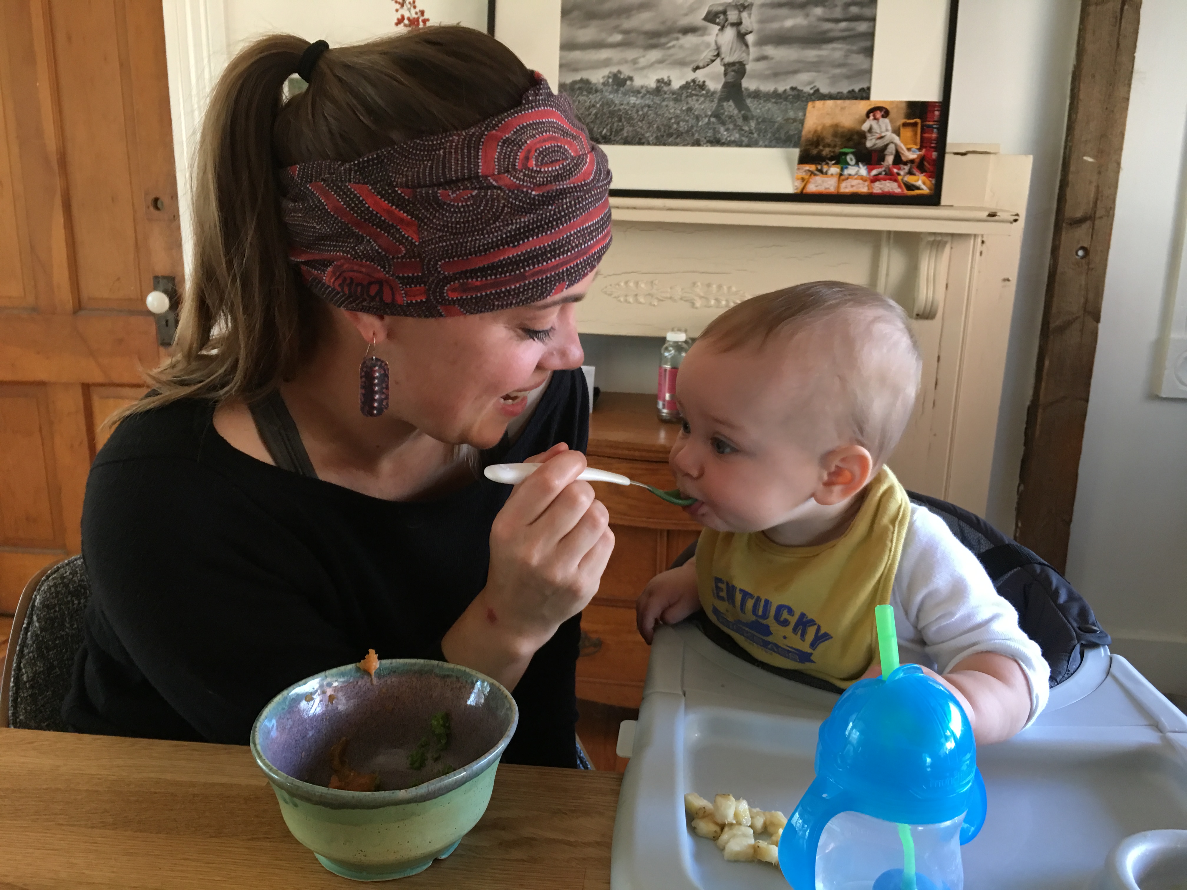 Photographer Sarah Jane Sanders feeding her son, Terran.